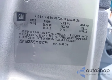 2007 Buick Lacrosse Cx z USA, uszkodzony, nr VIN 2G4WC582871166779